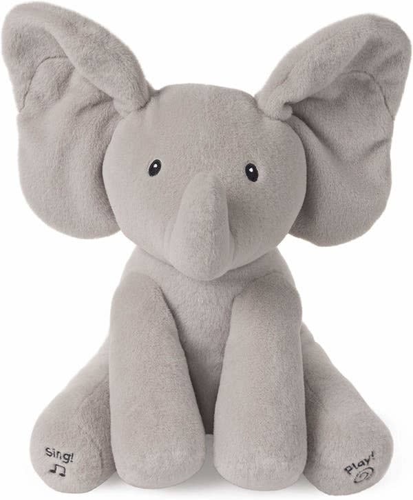 It sings <i>and</i> plays peek-a-boo with its ears, and it'll look so cute on a shelf or dresser in your little one's nursery. <br /><br /><strong>Promising review:</strong> "When you go shopping in preparation for the impending birth of your first child, it's easy to get sidetracked, especially by super cute stuffed things. <strong>One squeeze on Flappy nearly (actually) had my wife and me in tears thinking of all the fun our baby would have with this softie.</strong> We immediately decided that he'd be coming home with us. He's been an invaluable member of the stuffed-animal pack since." &mdash; <a href="https://www.buzzfeed.com/jmihaly" target="_blank" rel="noopener noreferrer">John Mihaly</a><br /><br /><a href="https://amzn.to/3wzgUZZ" target="_blank" rel="noopener noreferrer">﻿<strong>Get it from Amazon for $32.62.</strong></a>