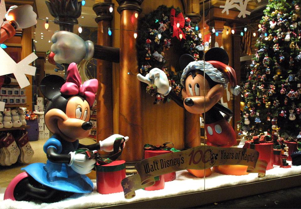 A Christmas display at a Disney Store in New York City on November 25, 2001.
