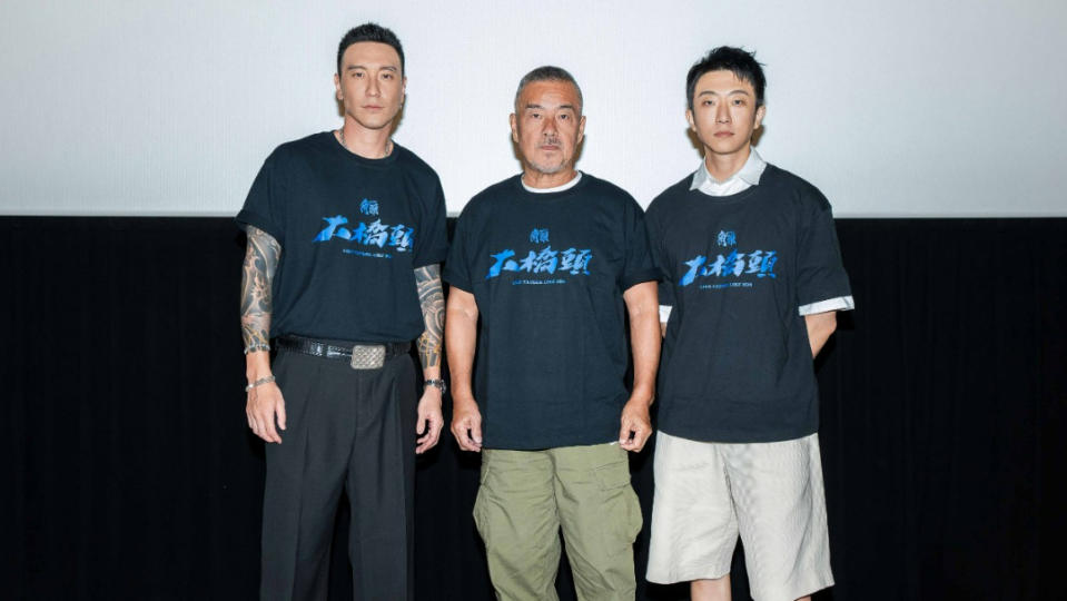 王陽明（左起）、龍天翔、張懷秋今出席新片《角頭－大橋頭》主預告發表會。曼尼娛樂提供