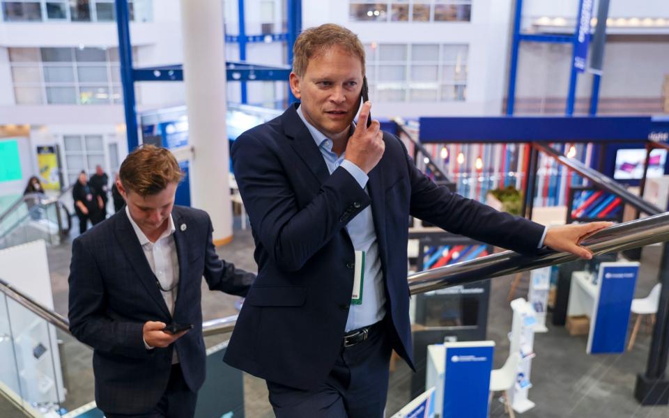 Grant Shapps, the former transport secretary, is pictured in Birmingham this morning - Geoff Pugh for The Telegraph