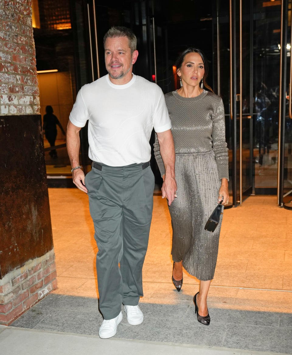 Matt Damon and Luciana Barroso Coordinate at Fashion Show