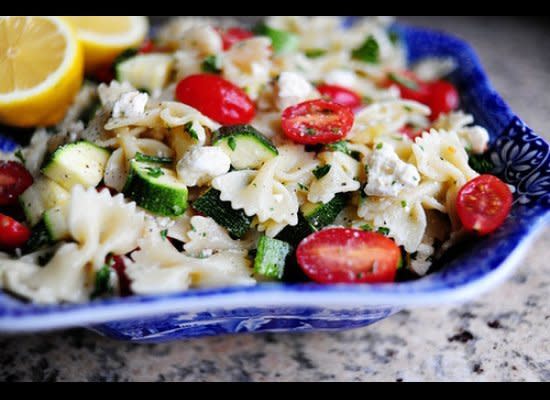 <strong>Get the <a href="http://thepioneerwoman.com/cooking/2011/03/pasta-salad-with-tomatoes-zucchini-and-feta/" target="_hplink">Pasta Salad with Tomatoes, Zucchini and Feta recipe from The Pioneer Woman</a></strong>    This salad has summer written all over it with its combination of cherry tomatoes and zucchini. Crumbled feta adds a nice tang.