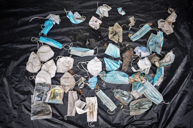 Tossed away masks to guard against COVID-19 found littering a harbor in Italy. (Photo: Laura Lezza via Getty Images)