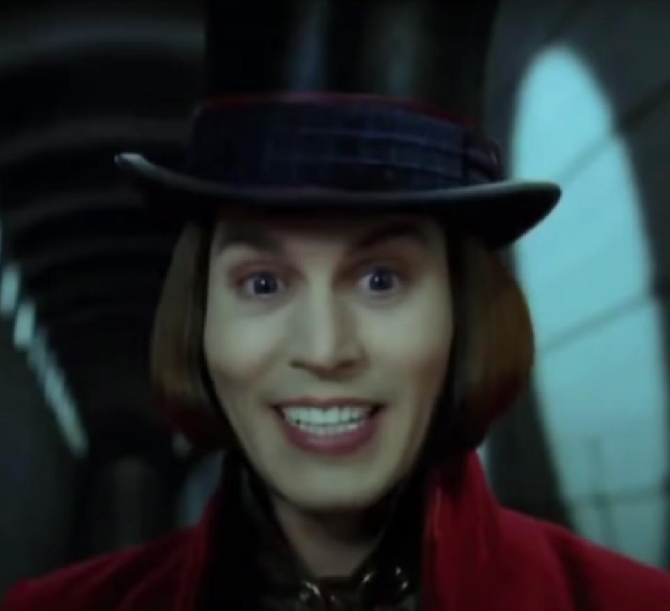 Johnny Depp as Willy Wonka appears in the "Charlie and the Chocolate Factory" trailer