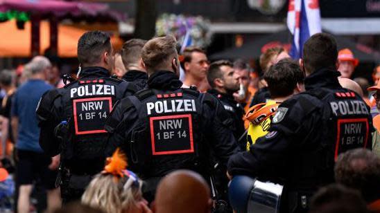 German police in Dortmund before the Netherlands v England game