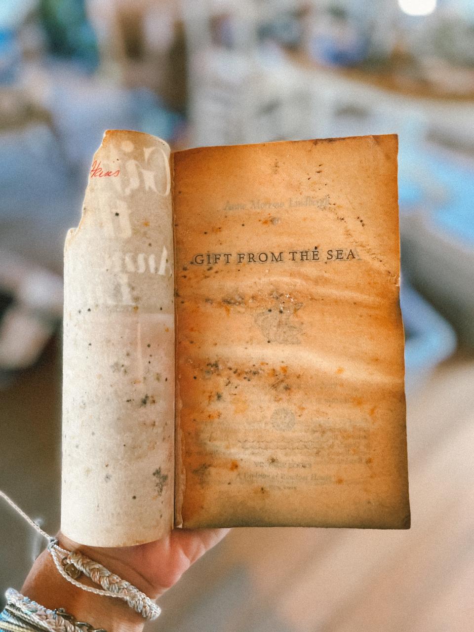When Hurricane Ian flooded their home on Sept. 28, 2022, Stefanie and Steve Plein lost numerous possessions, including this book, "Gift from the Sea", from their collection. "Gift from the Sea" was written in 1955 and is a work of inspirational nonfiction literature by American author Anne Morrow Lindbergh. While vacationing on Captiva Island, Florida, Lindbergh explores the questions of how to find a new, more natural rhythm of life and how to gain a deeper relationship with herself and others.