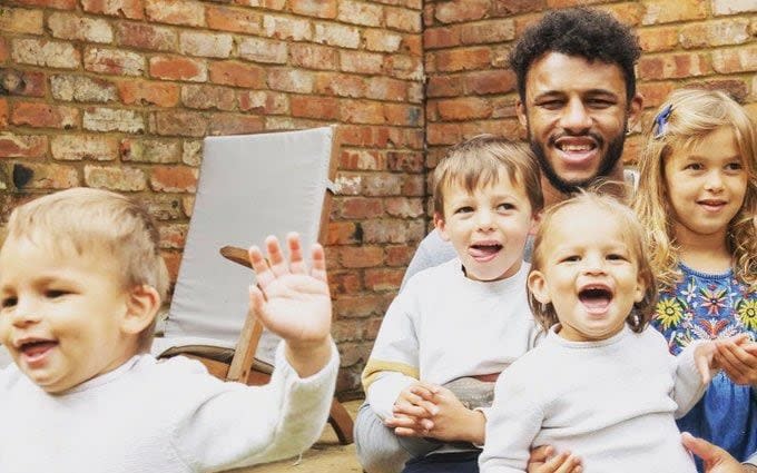 England rugby star Courtney Lawes with his family -  News Scans/ News Scans