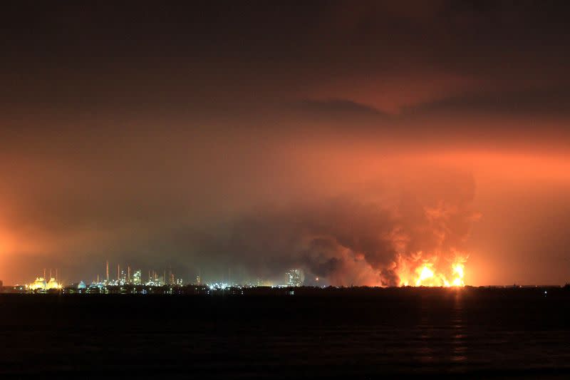 Smoke rises during fire at Pertamina's oil refinery in Balongan, Indramayu regency