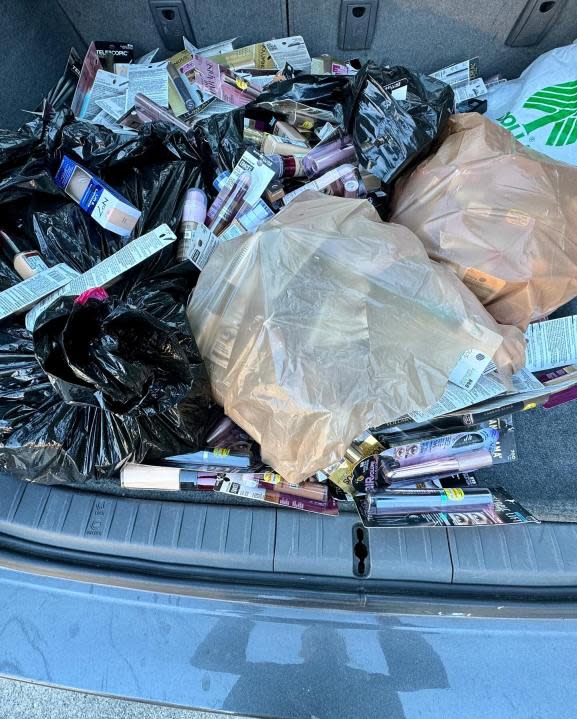 Stolen cosmetics were found in the trunk of the suspects' vehicle. (Los Angeles Police Department.