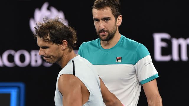 Cilic and Nadal. Image: Getty