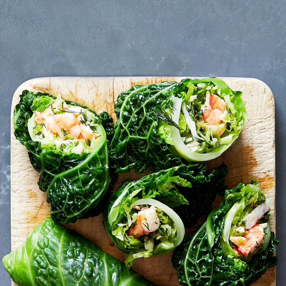 1) Herbed Shrimp and Cabbage Roll-Ups