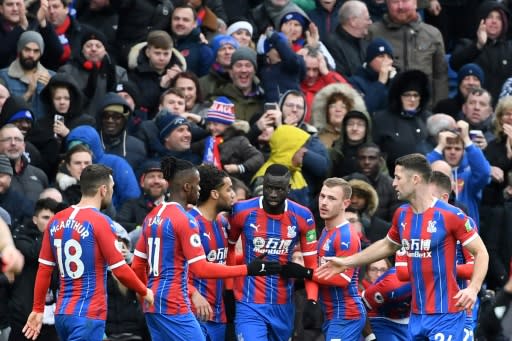 Crystal Palace players celebrated after the equaliser against Arsenal
