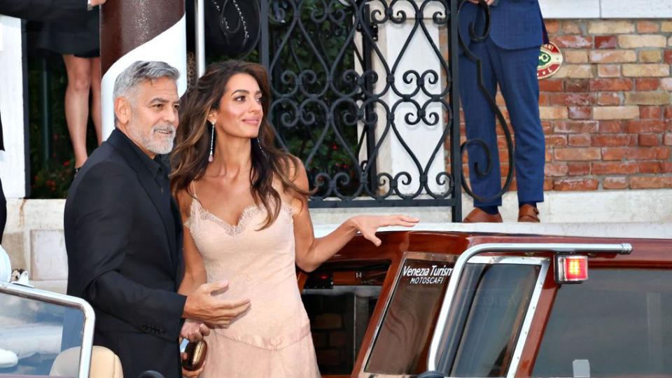 venice, italy august 31 george clooney and amal clooney are seen on august 31, 2023 in venice, italy photo by franco origliagc images