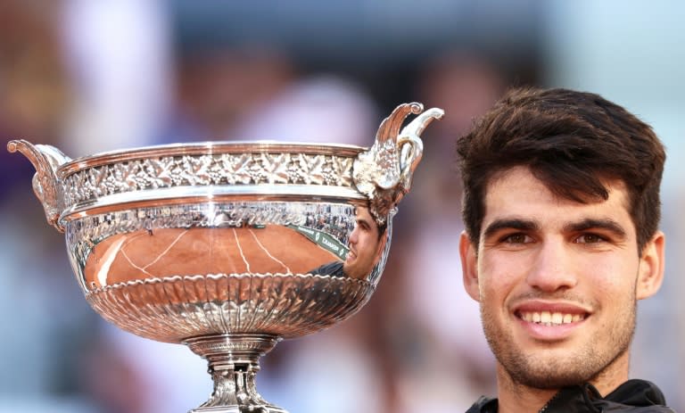 L'Espagnol Carlos Alcaraz, vainqueur de son premier Roland-Garros, le 9 juin 2024 (EMMANUEL DUNAND)