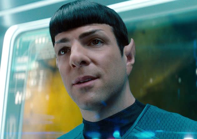 Zachary Quinto as Commander Spock in the 2013 movie, 