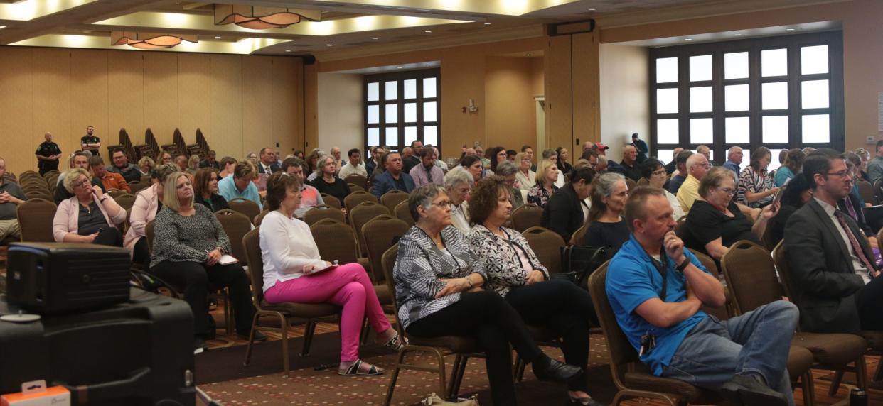 A full room of people attended the first public hearing on the proposed social studies standards at the Dakota Event Center in Aberdeen Monday.