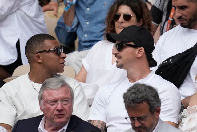 Kylian Mbappe, left, and Zlatan Ibrahimovic were among the crowd 