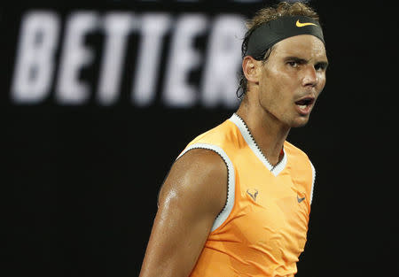 Tennis - Australian Open - Second Round - Melbourne Park, Melbourne, Australia, January 16, 2019. Spain's Rafael Nadal celebrates after winning the match against Australia's Matthew Ebden. REUTERS/Edgar Su