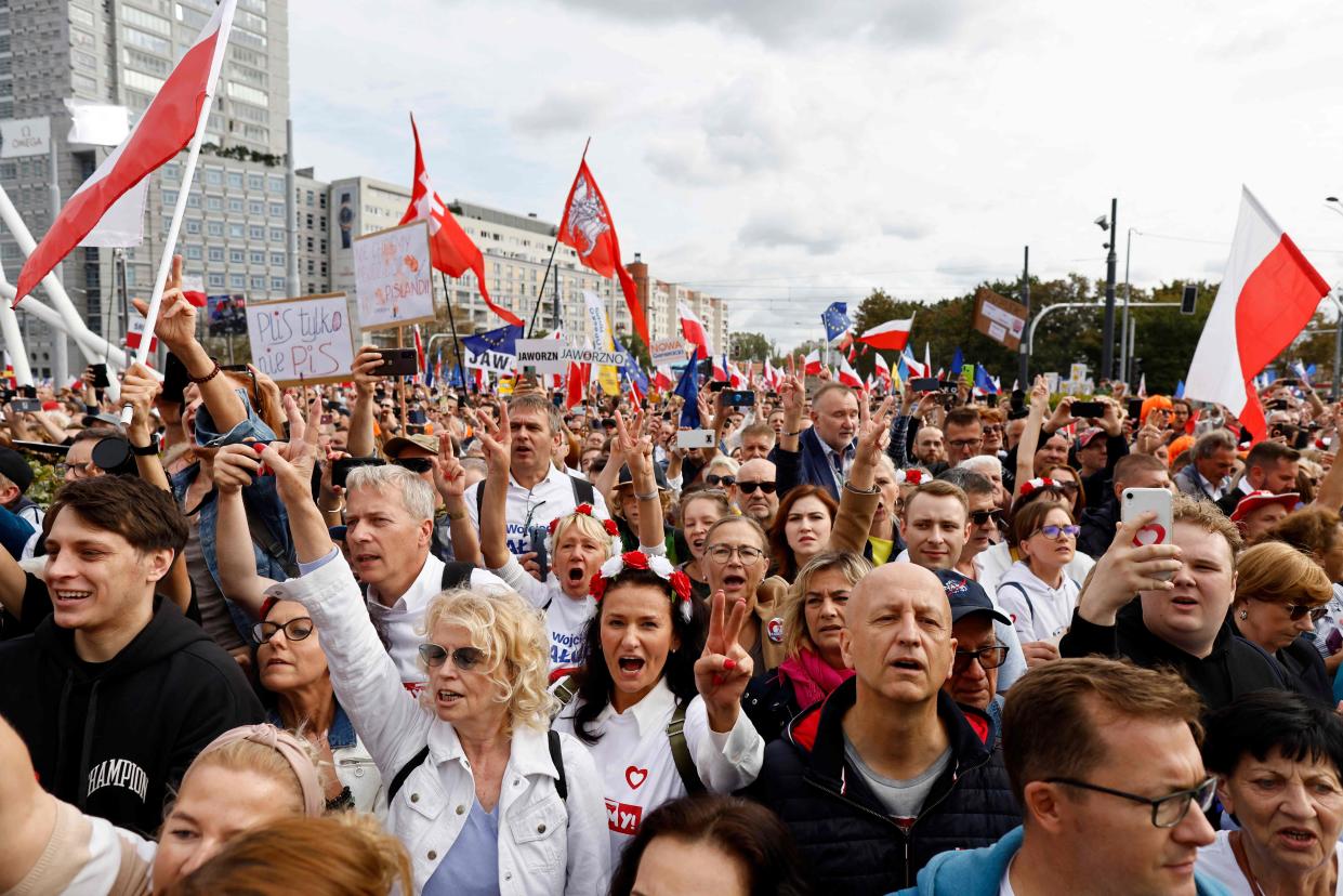 Poles demonsrate against pro-Russian Law and Order party (AFP via Getty Images)
