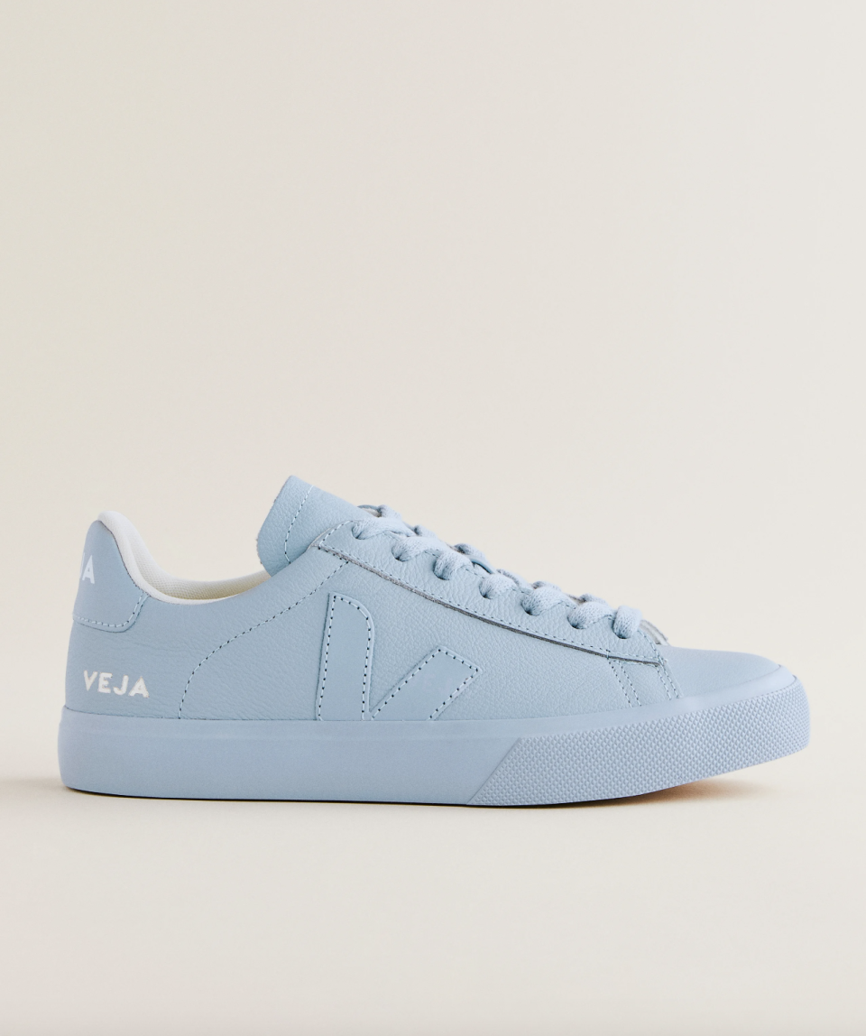 Veja Campo Leather Sneaker in light blue (Photo via Reformation)