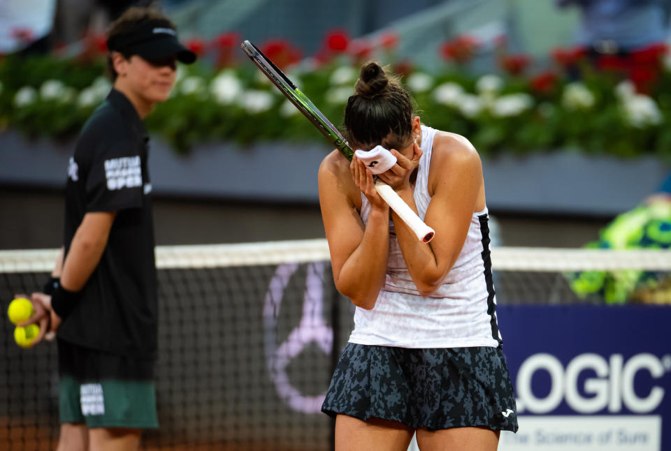 Sara Sorribes Tormo, pictured here after beating Naomi Osaka at the Madrid Open.