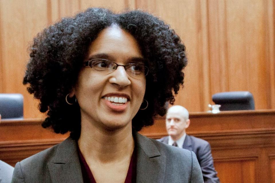 Deputy assistant U.S. attorney general Leondra Kruger, stands during her confirmation hearing to the California Supreme Court in San Francisco on Dec. 22, 2014. (S. Todd Rogers/Pool via AP, File)