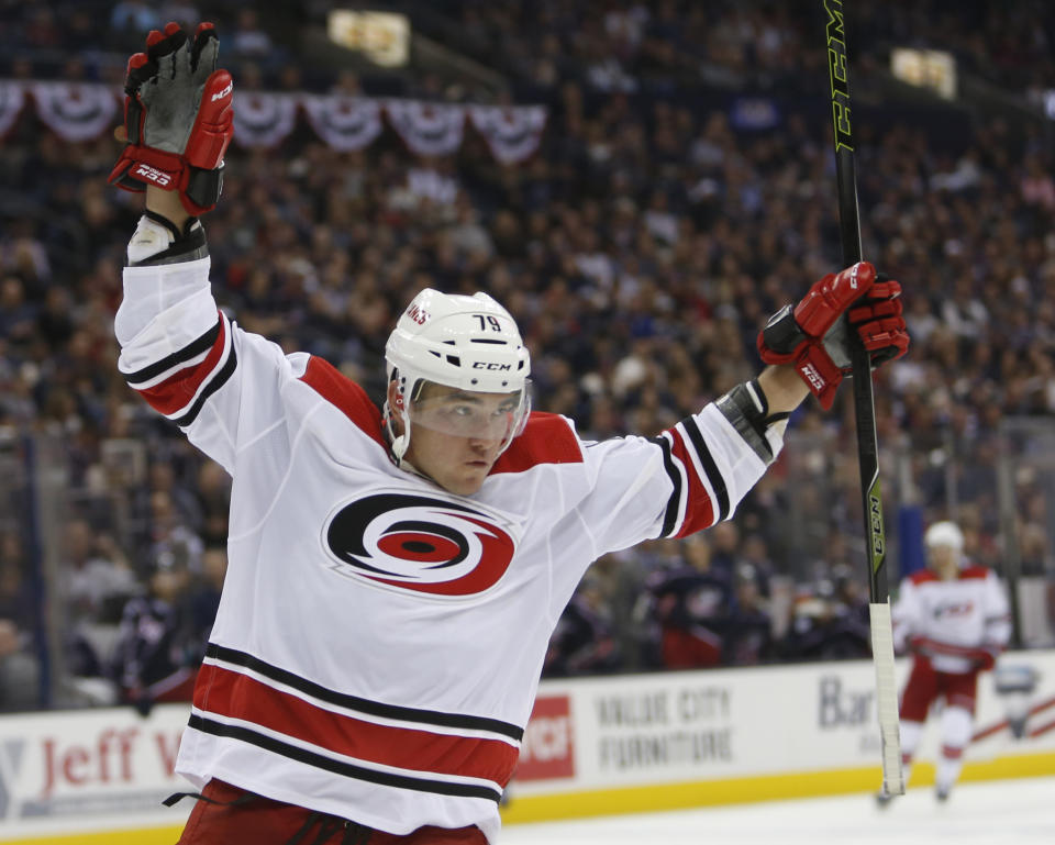 Micheal Ferland has been an integral part to the Carolina Hurricanes’ hot start, and will undoubtedly be a hot pick off the waiver wire. (AP Photo/Jay LaPrete)