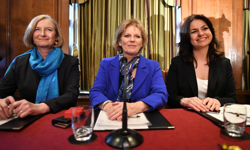 Independent Group MPsConservative MPs (left to right) Sarah Wollaston, Anna Soubry and Heidi Alen, during a press conference at One Great George Street in London, following the announcement that they have resigned from the Conservative Party and joined the Independent Group of MPs. PRESS ASSOCIATION Photo. Picture date: Wednesday February 20, 2019. See PA story POLITICS Labour. Photo credit should read: Stefan Rousseau/PA Wire