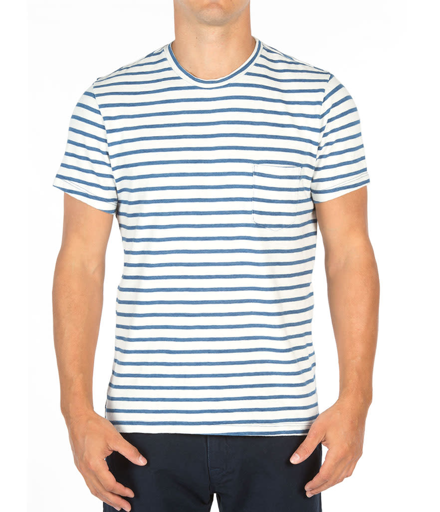 Save Khaki United SS Indigo Surf Stripe Pocket Tee