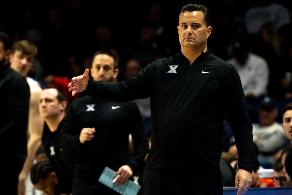 Xavier Musketeers head coach Sean Miller in the first half of the NCAA basketball game between the Delaware Blue Hens and the Xavier Musketeers at the Cintas Center in Cincinnati on Tuesday, Dec. 5, 2023.