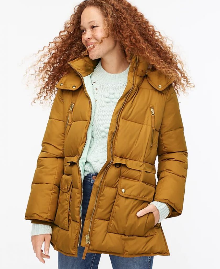 j crew tan puffer vest