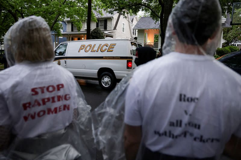 FILE PHOTO: Demonstrators march to Supreme Court Justices homes in Maryland