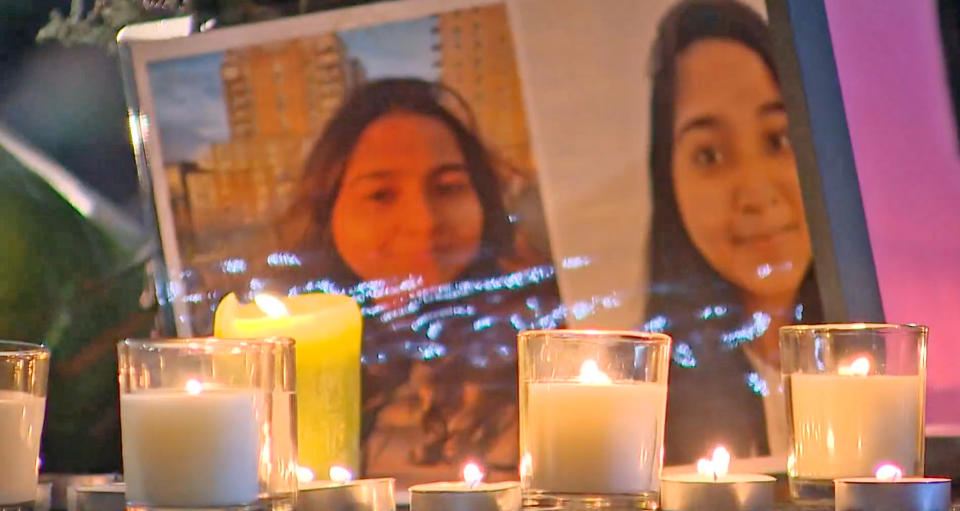 A vigil for Jaahnavi Kandula, the 23-year-old woman who was hit and killed by a marked Seattle Police Department vehicle. (KING)