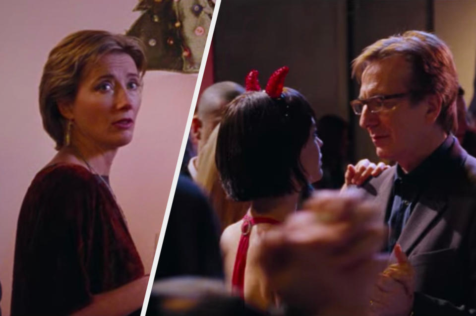 Emma Thompson and Alan Rickman as a married couple dealing with an affair in "Love Actually"