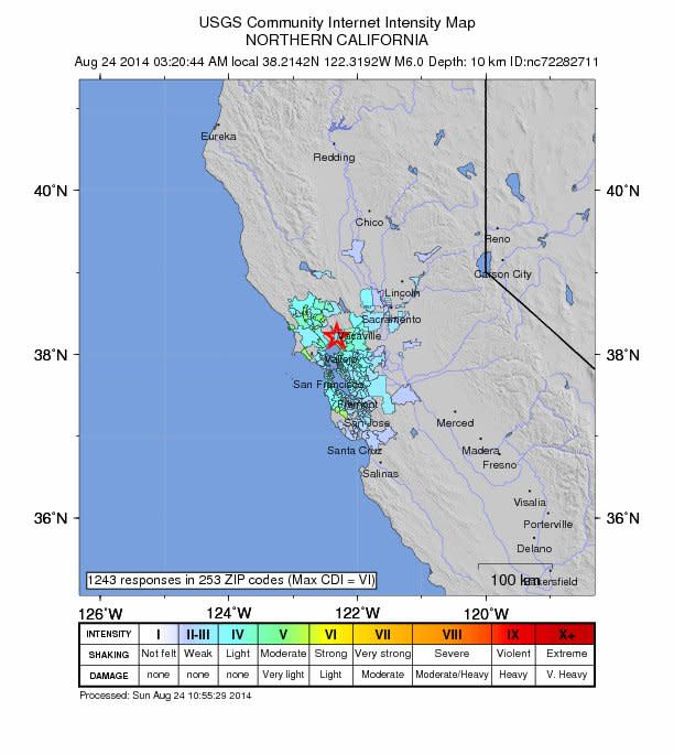 Earthquake intensity map