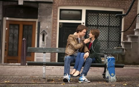 Ansel Elgort and Shailene Woodley in The Fault in Our Stars (2014) - Credit: James Bridges/AP