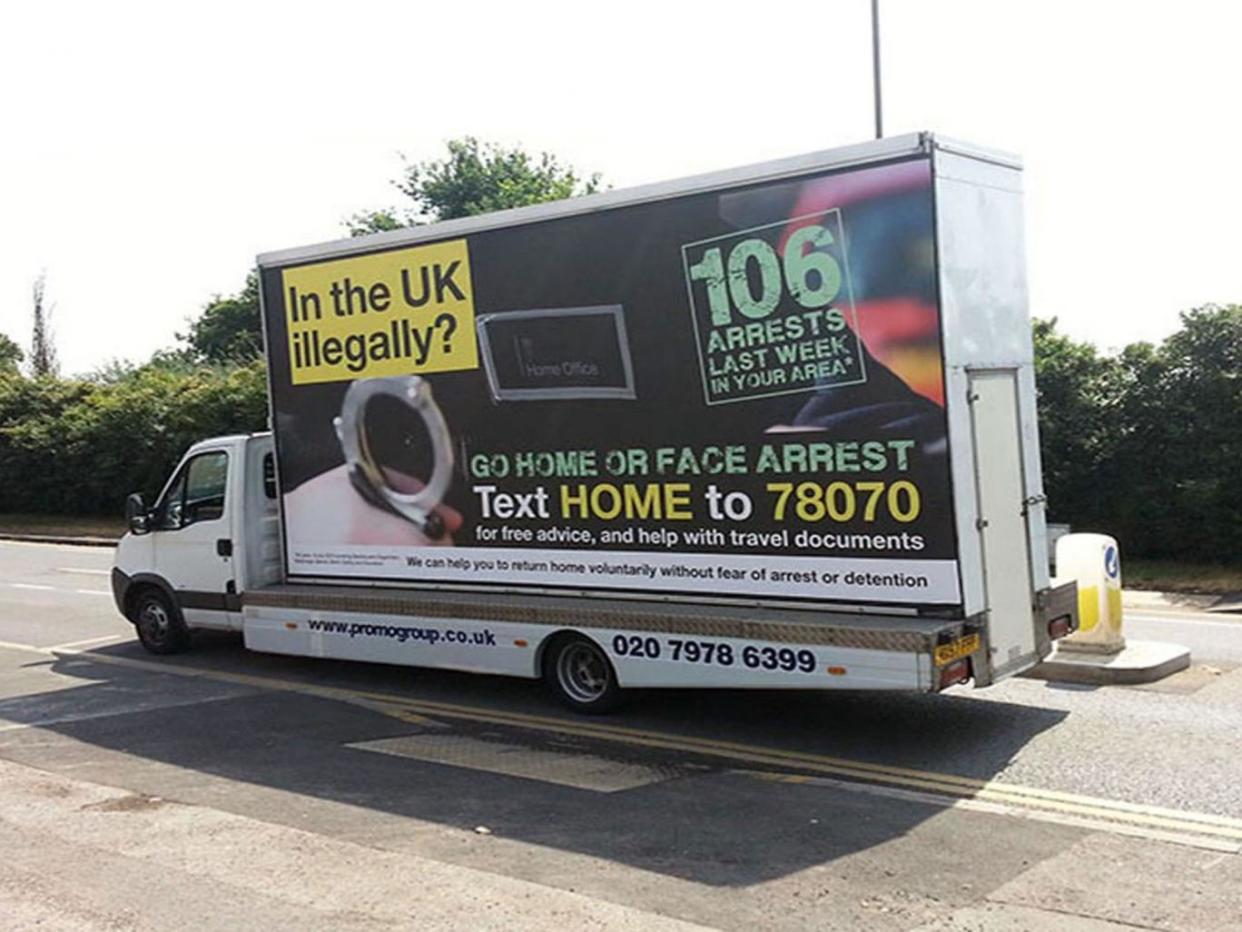 The Home Office’s infamous 'Go Home' vans circulated around the country under Theresa May’s tenure: PA