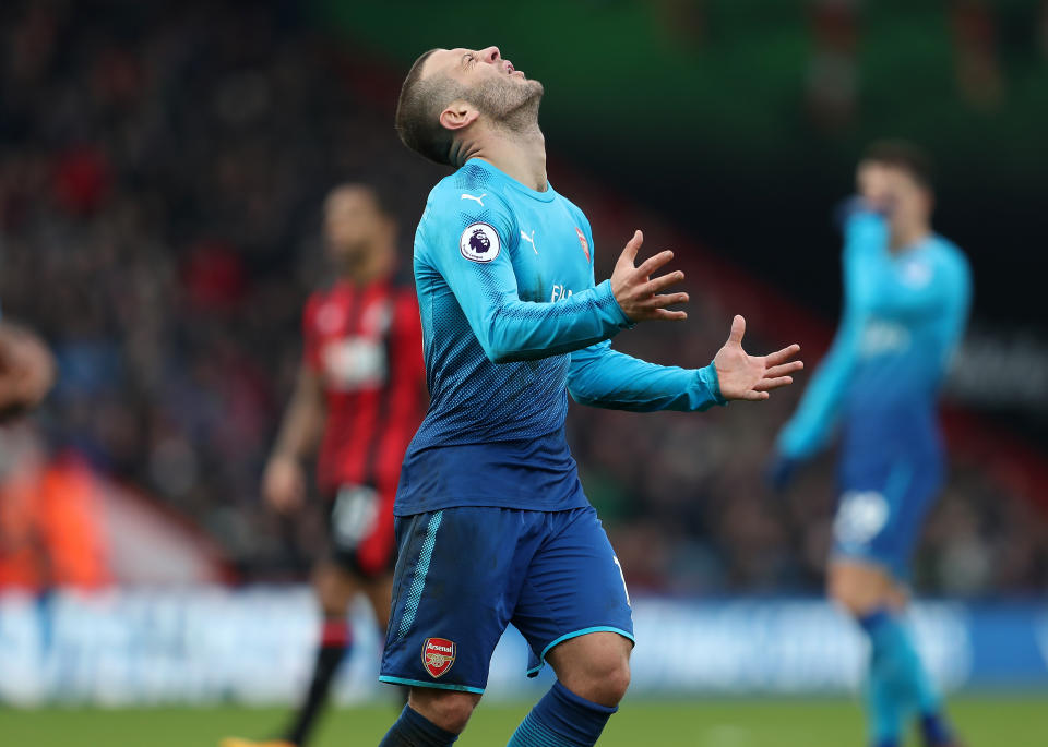 Arsenal’s Jack Wilshere during the Premier League match at the Vitality Stadium, Bournemouth.