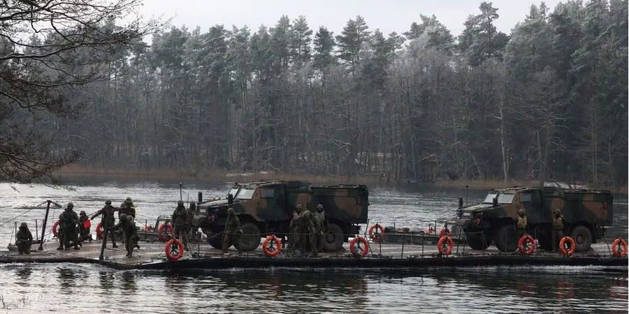 Polish military equipment during the TUMAK-22 NATO exercise, November 2022