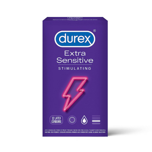 Durex Extra Sensitive Ribbed Condoms against white background