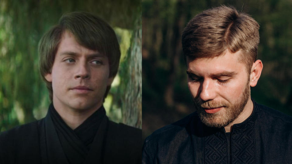 Bogdan Belyaev side by side with CGI Luke Skywalker.