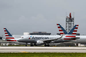 An American Airlines plane on the tarmac.