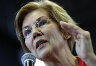 FILE - In this Jan. 12, 2019 file photo Sen. Elizabeth Warren, D-Mass., speaks during an organizing event at Manchester Community College in Manchester, N.H. Warren ramped up her criticism of President Donald Trump on Monday, Jan. 21, 2019 faulting him for the partial federal government during remarks at the 49th annual Martin Luther King Jr. Memorial Breakfast in Boston. (AP Photo/Michael Dwyer, file)