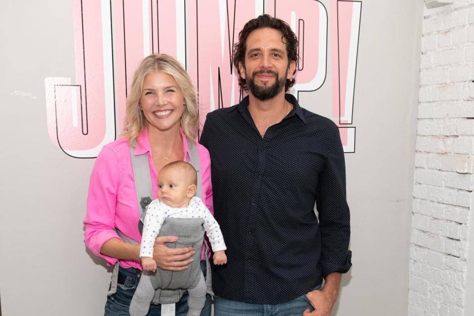 Amanda Kloots with late husband Nick Cordero and their son in 2019 (Getty Images)