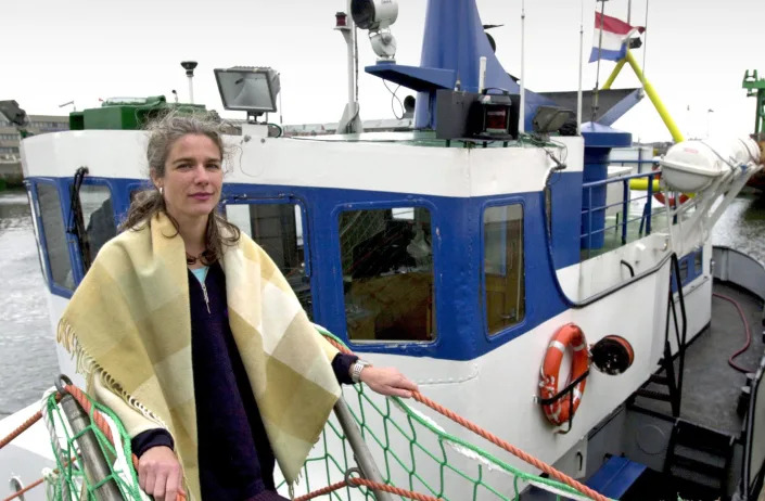Rebecca Gomperts on the Aurora, a floating abortion clinic, in Dublin in 2001. (Jeroen Oerlemans / Shutterstock)