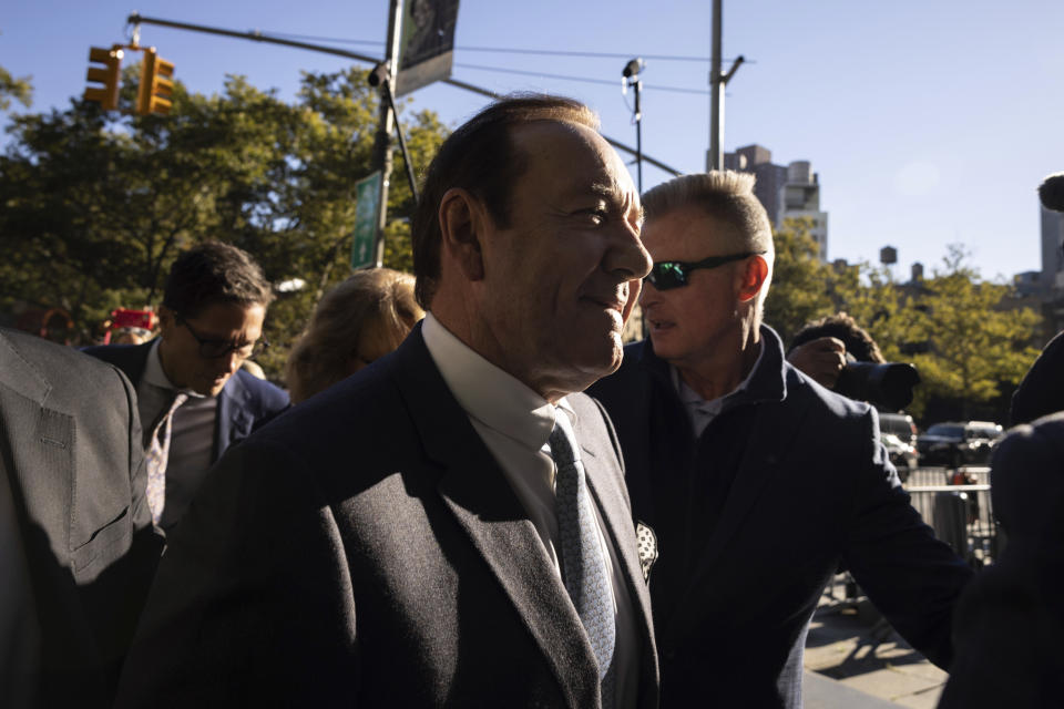 Actor Kevin Spacey arrives at court for the civil lawsuit trial, Thursday, Oct 6, 2022, in New York. (AP Photo/Yuki Iwamura)