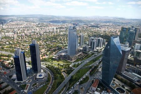 The business and financial district of Levent, comprised of leading Turkish companies' headquarters and popular shopping malls, is seen from the Sapphire Tower in Istanbul, Turkey, August 16, 2016. REUTERS/Osman Orsal