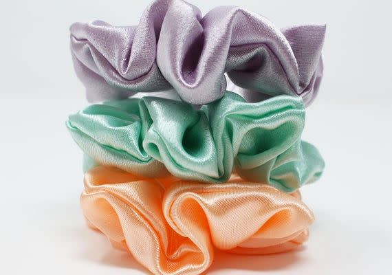 56) Pastel Satin Hair Scrunchies