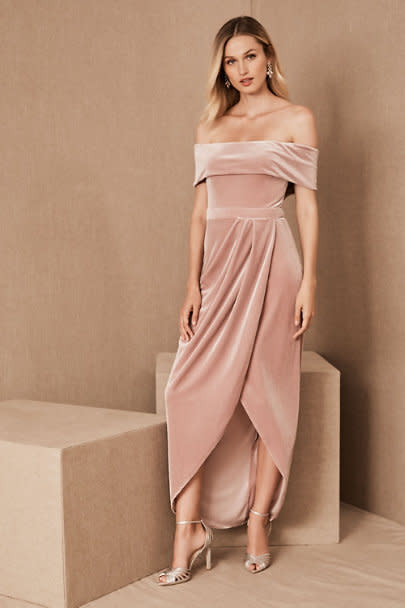 <i>Get the <a href="https://www.bhldn.com/products/edison-velvet-dress-blush" target="_blank" rel="noopener noreferrer">BHLDN Edison Velvet Dress</a>&nbsp;for&nbsp;$220.</i>