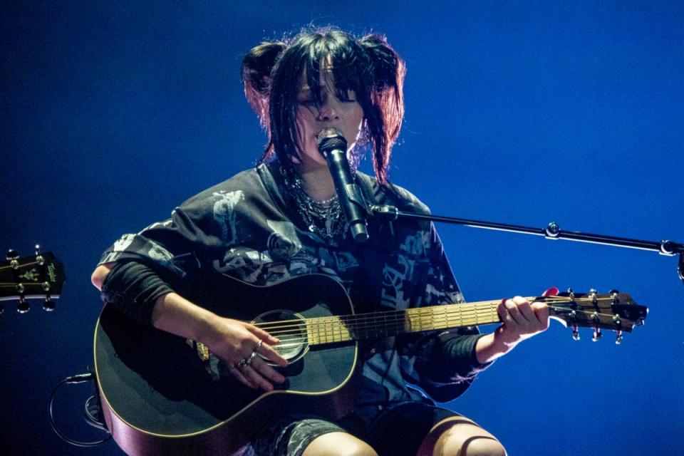 Billie Eilish performs on the Pyramid stage at Glastonbury (Joel Ryan/AP) (AP)